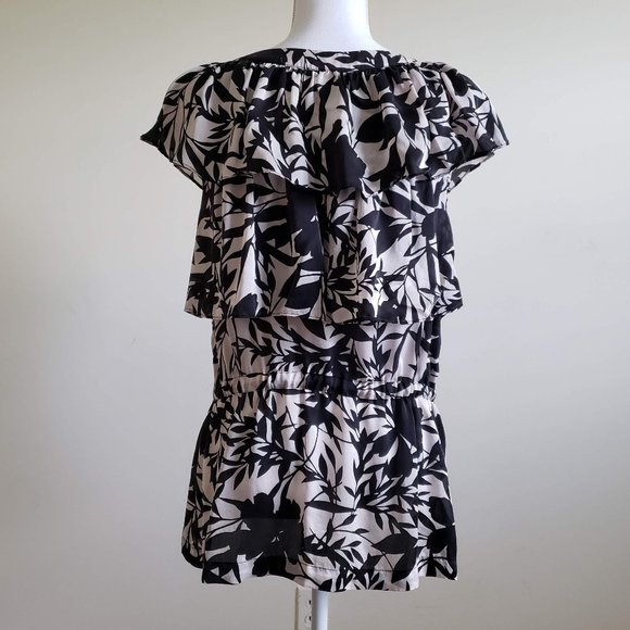 Alfani Silk Ruffle Print Blouse  Size 10 - Picture 5 of 8